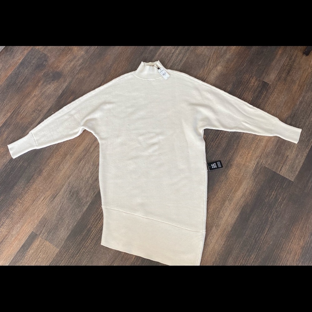 Off white asymmetrical sweater dress
